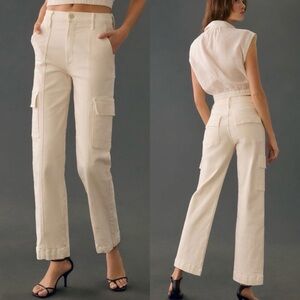 MOTHER Jeans The Rambler Cargo Ankle in Cream Puffs Utility Ivory Cream Size 24